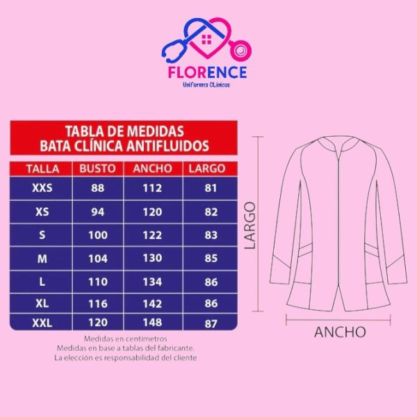 BATA CLÍNICA ANTIFLUIDOS AZUL MARINO - Imagen 2