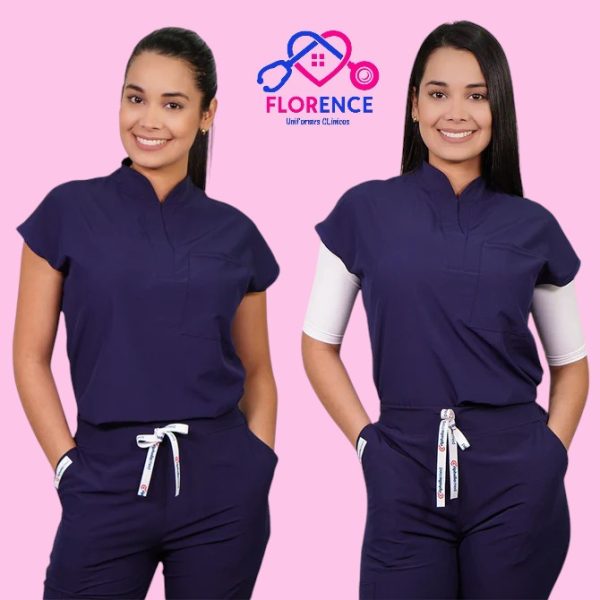 DELANTAL ANTIFLUIDO MODELO AMAPOLA AZUL MARINO
