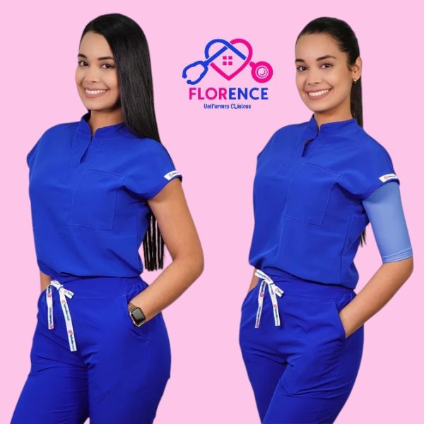 DELANTAL ANTIFLUIDO MODELO AMAPOLA AZUL REY