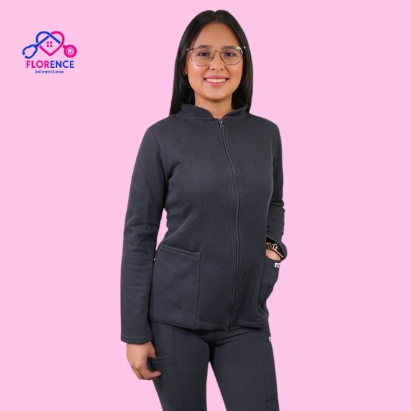 POLERON CLINICO TEXTURADO MUJER GRIS