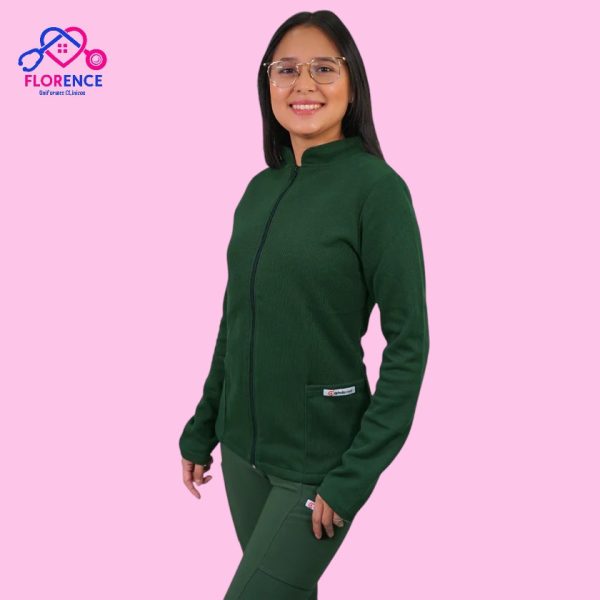 POLERON CLINICO TEXTURADO MUJER VERDE BOTELLA