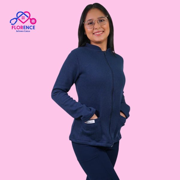 POLERON CLINICO TEXTURADO MUJER AZUL MARINO