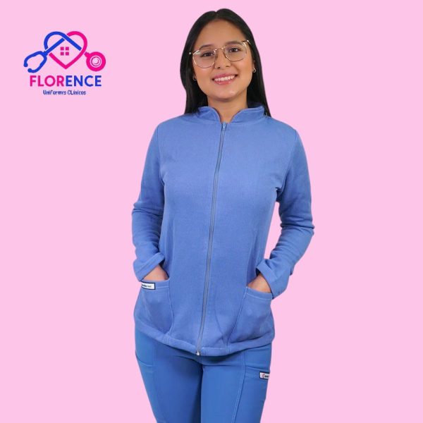 POLERON CLINICO TEXTURADO MUJER CELESTE
