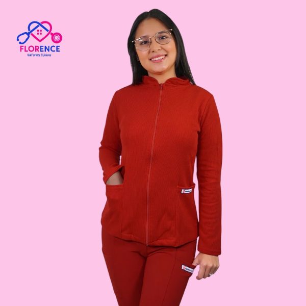 POLERON CLINICO TEXTURADO MUJER ROJO