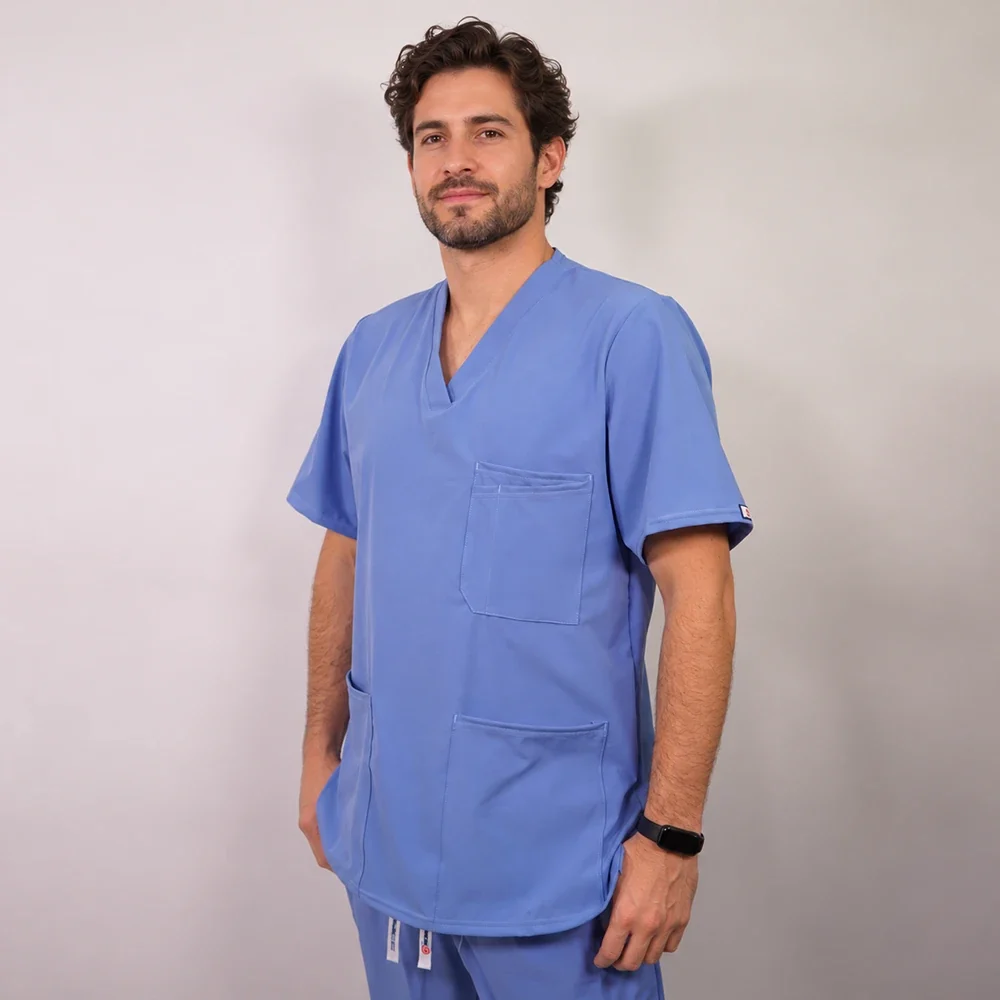 Delantal hombre tela Anti fluidos. Celeste- 640