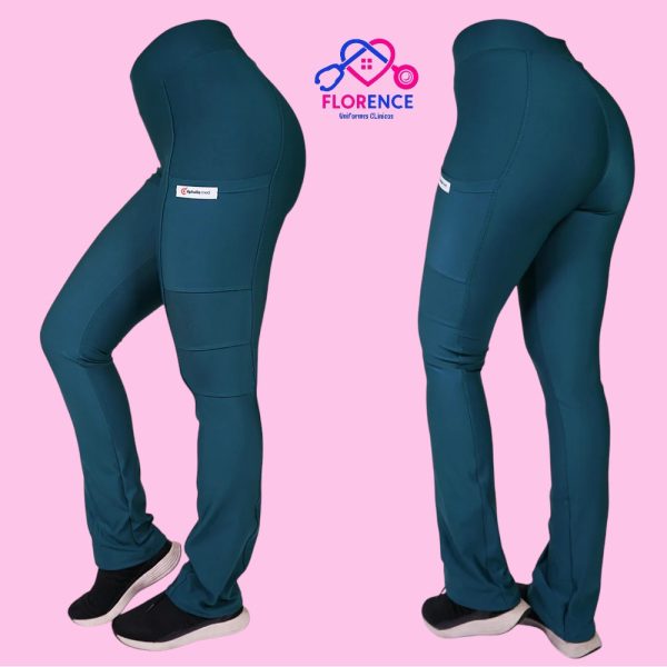 PANTALON CLINICO EXTRA ELASTICADO SPANDEX VERDE PETROLEO
