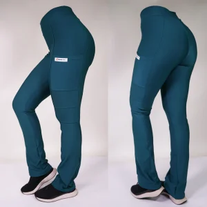 PANTALON CLINICO EXTRA ELASTICADO SPANDEX VERDE PETROLEO