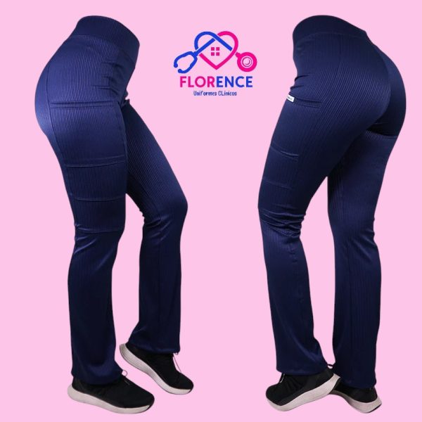 Pantalones Clínicos Elasticado Rib Azul Marino