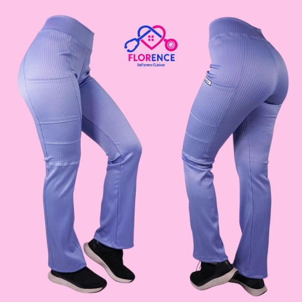 Pantalones Clínicos Elasticado Rib Celeste