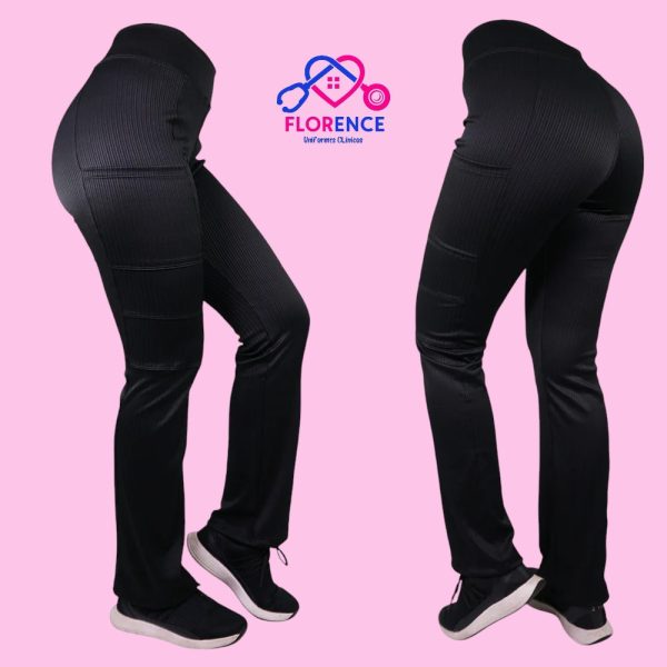 Pantalones Clínicos Elasticado Rib Negro