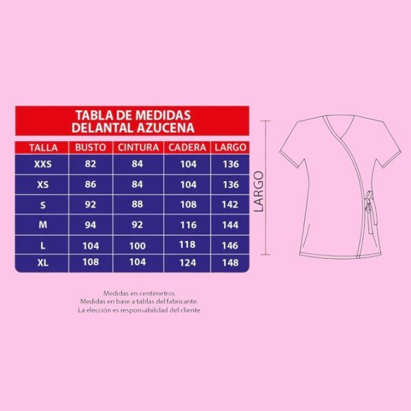 DELANTAL ANTIFLUIDO MODELO AZUCENA ROJO - Imagen 2