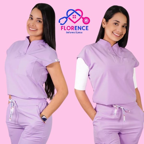 DELANTAL ANTIFLUIDO MODELO AMAPOLA LILA PASTEL