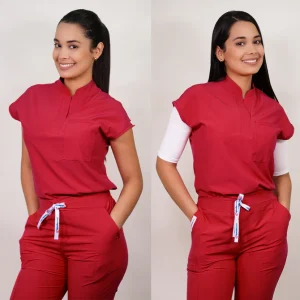 DELANTAL ANTIFLUIDO MODELO AMAPOLA ROJO-5