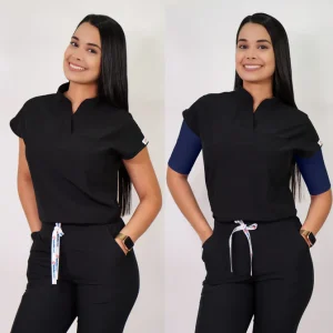 DELANTAL ANTIFLUIDO MODELO AMAPOLA NEGRO