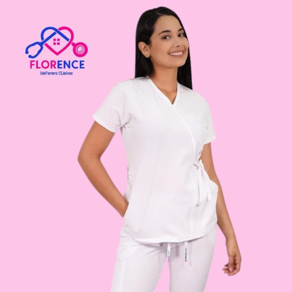 DELANTAL ANTIFLUIDO MODELO AZUCENA BLANCO