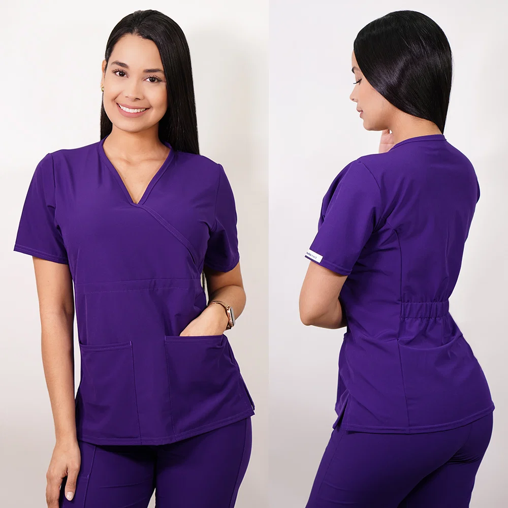 Conjunto antifluidos morado-pantalon recto