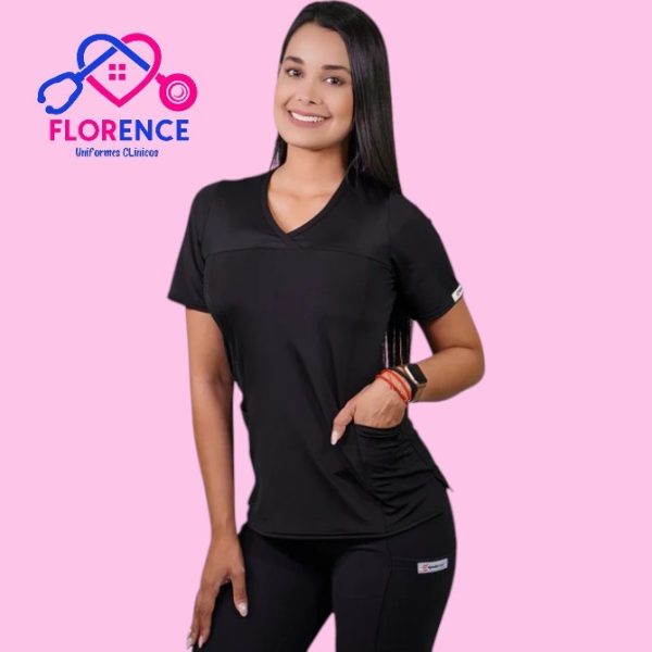 DELANTAL MUJER TELA ELASTICADO NEGRO 763