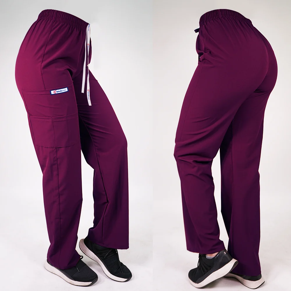 Conjunto antifluidos burdeo-pantalon recto