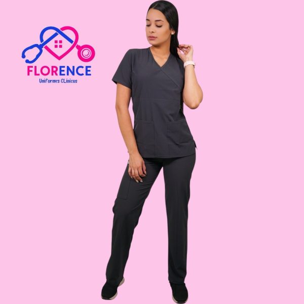 CONJUNTO ANTIFLUIDOS GRIS ACERO-PANTALON RECTO