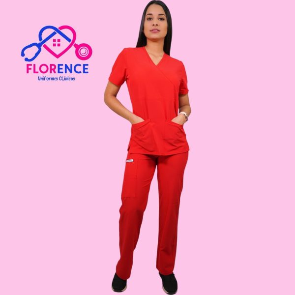 CONJUNTO ANTIFLUIDOS ROJO-PANTALON RECTO