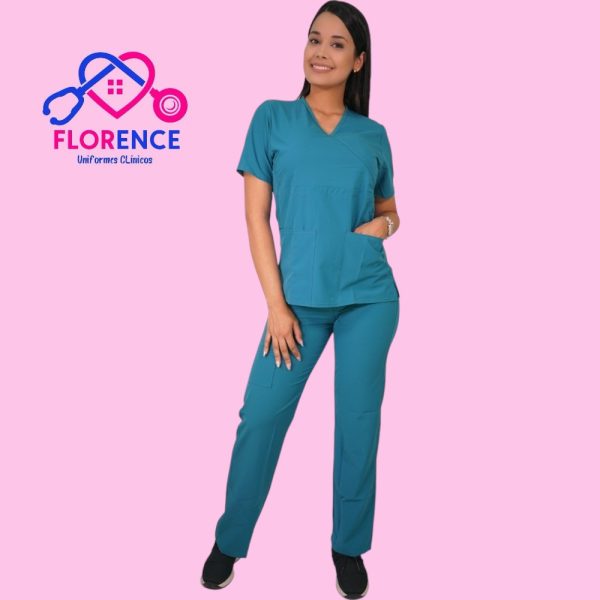 CONJUNTO ANTIFLUIDOS TURQUESA-PANTALON RECTO