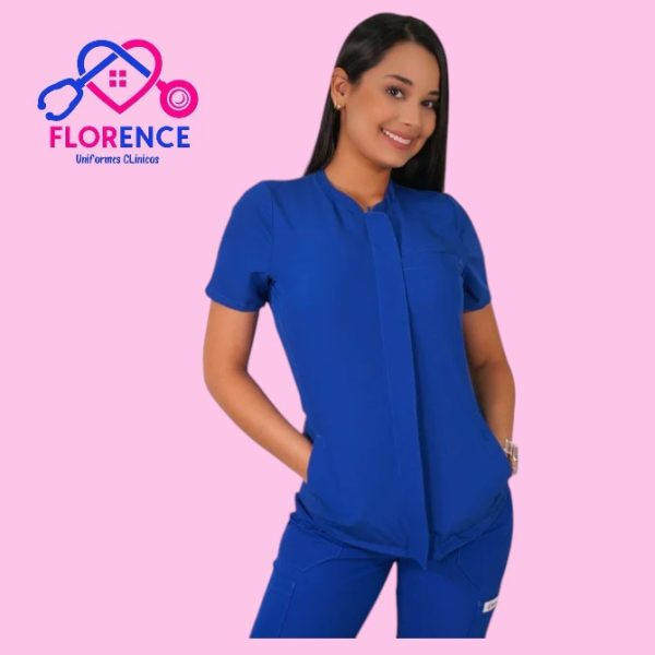 DELANTAL ANTIFLUIDO MODELO JAZMIN AZUL REY