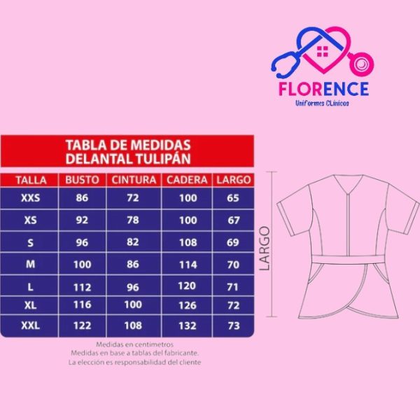 DELANTAL ANTIFLUIDO MODELO TULIPAN FUSCIA - Imagen 2