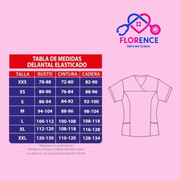 DELANTAL ELASTICADO MODELO TULIPAN SIN CIERRE VERDE ESMERALDA - Imagen 2