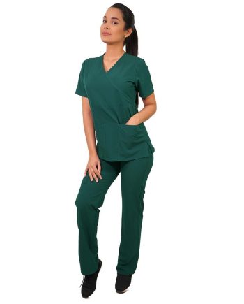 Conjunto antifluidos verde botella-pantalon recto