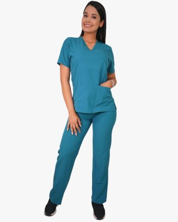 Conjunto antifluidos turquesa-pantalon recto