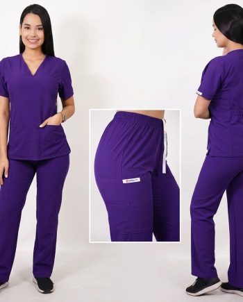 Conjunto antifluidos morado-pantalon recto