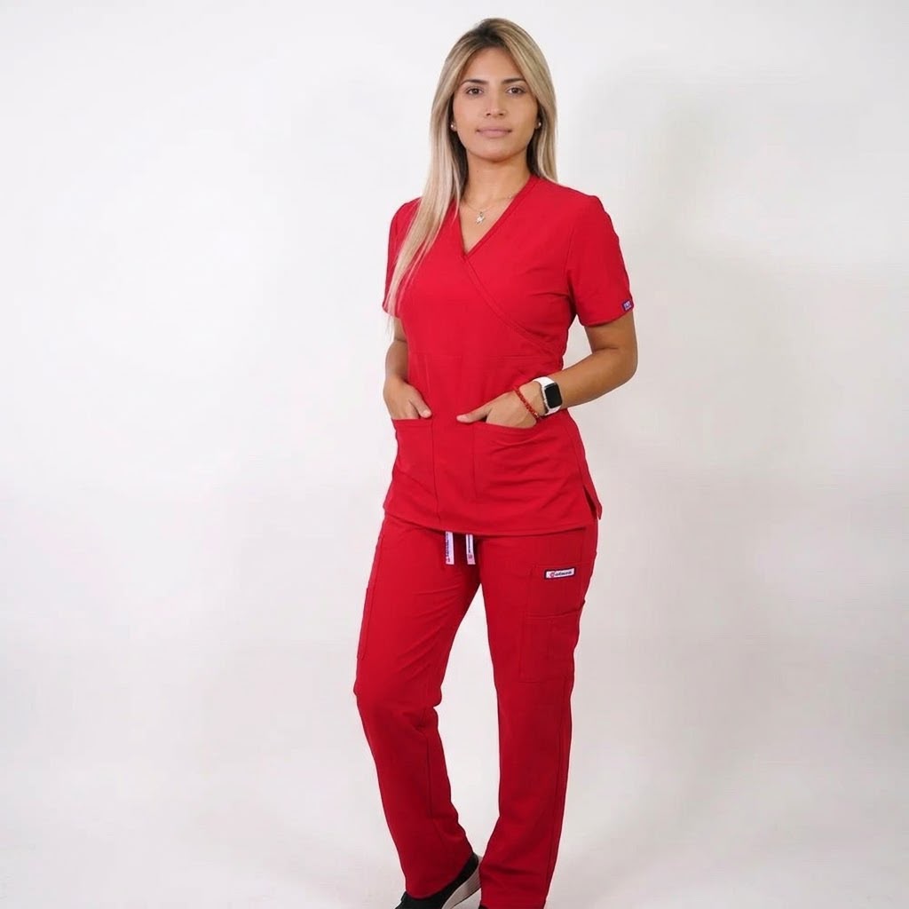 Conjunto antifluidos rojo-pantalon recto