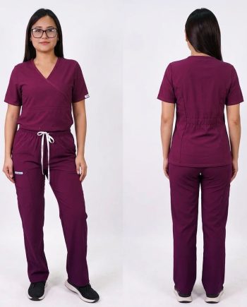 Conjunto antifluidos burdeo-pantalon recto