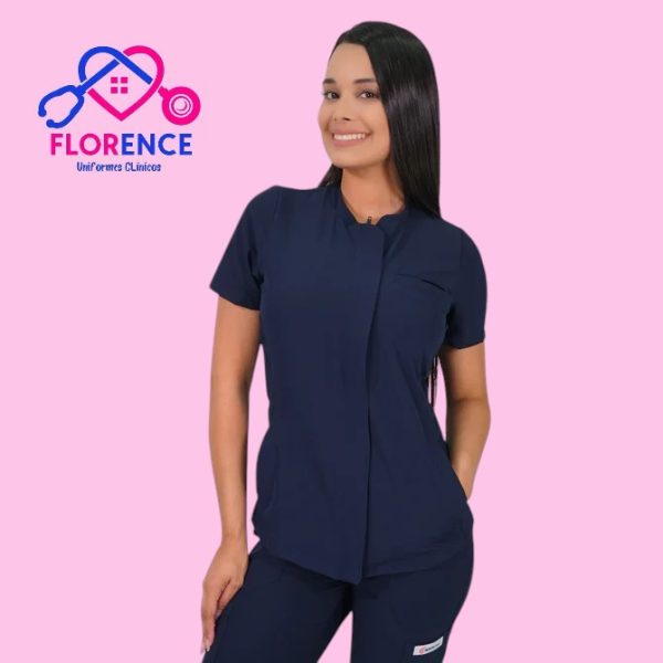 DELANTAL ANTIFLUIDO MODELO JAZMIN AZUL MARINO