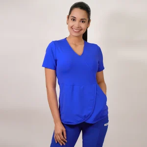 DELANTAL ELASTICADO MODELO TULIPAN SIN CIERRE AZUL REY-2