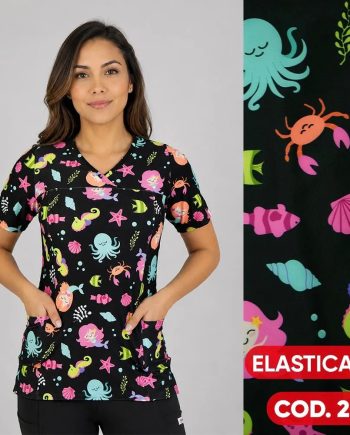 Delantal mujer tela elasticado estampado marino