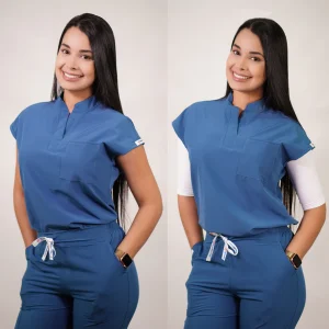 DELANTAL ANTIFLUIDO MODELO AMAPOLA VERDE PETROLEO-9