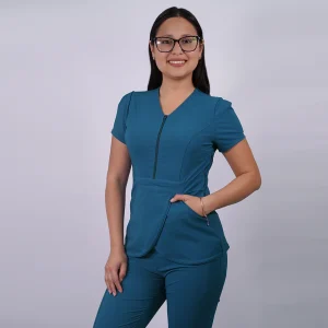 DELANTAL ANTIFLUIDO MODELO TULIPAN VERDE PETROLEO-9