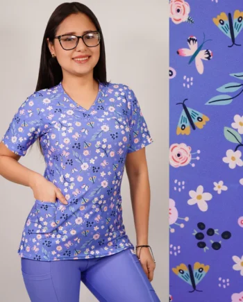 Delantal mujer elasticado celeste mariposas 2505
