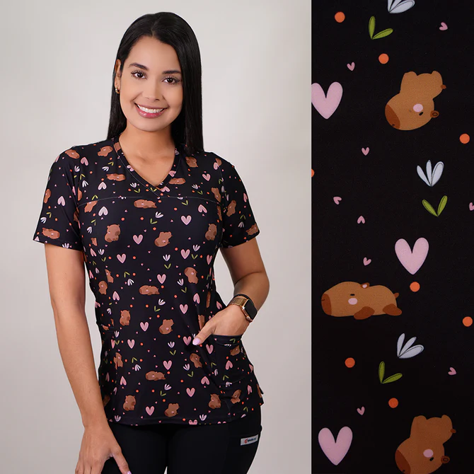 Delantal mujer elasticado capibara negro 2517