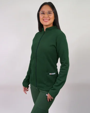 Poleron clinico texturado mujer verde botella 599-12