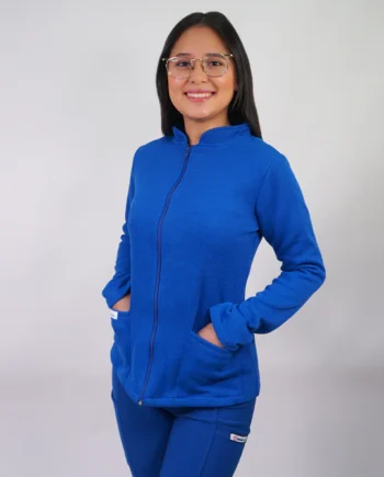 Poleron clinico texturado mujer azul rey 599-2