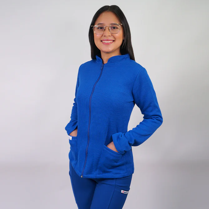 Poleron clinico texturado mujer azul rey 599-2