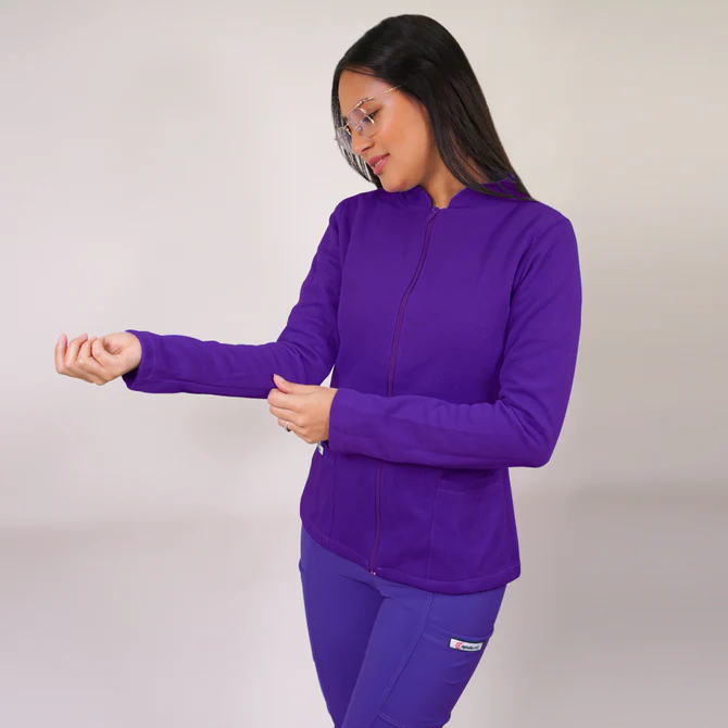 Poleron clinico texturado mujer morado 599-4