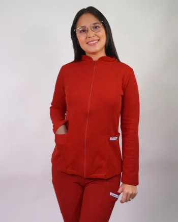 Poleron clinico texturado mujer rojo 599-5