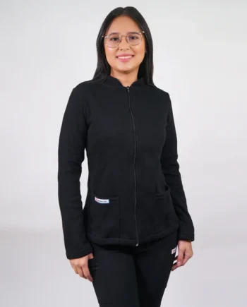 Poleron clinico texturado mujer negro 599-8
