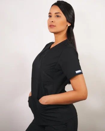 Delantal mujer tela poplin negro 700