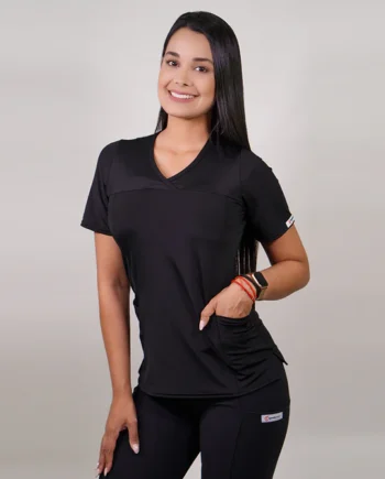 Delantal mujer tela elasticado negro 763