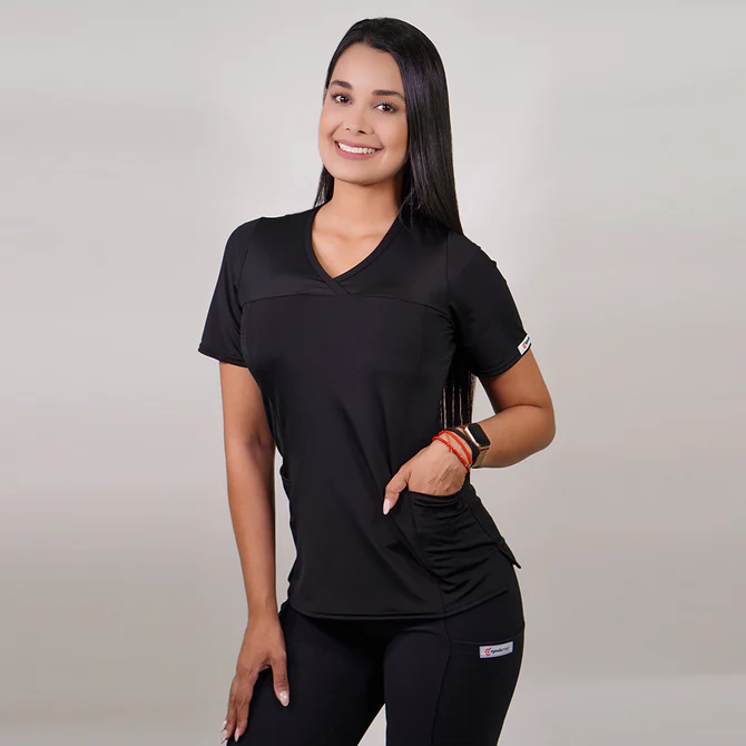 Delantal mujer tela elasticado negro 763