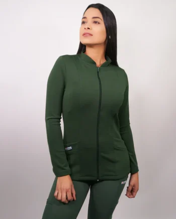 Polerón clínico spandex verde botella 912